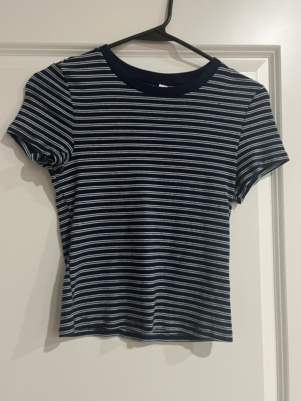 H&M Navy and White Striped Short Sleeve Tee